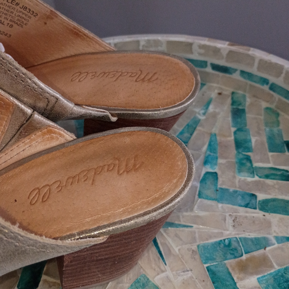Madewell Gold Women's Mules Size 7.very Good Condition. - Picture 4 of 7